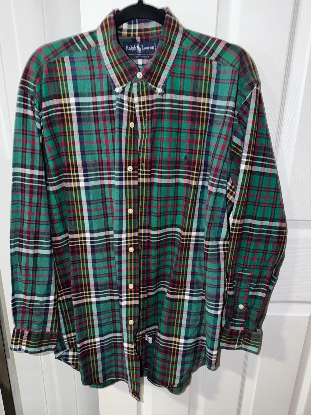 Ralph Lauren Green and Red Plaid Button-Down Shirt